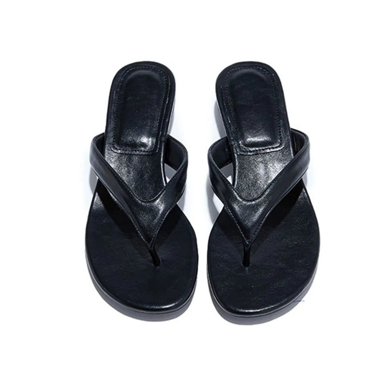 AIYUQI 2026 New Women's Slippers High-Heeled Fashionable Flip-Flops Women Plus Size Summer Round Toe Beach Shoes girl