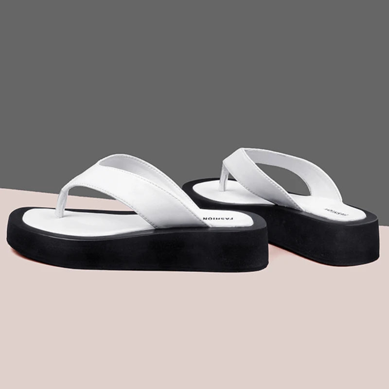 AIYUQI Women's Slippers Outdoor Summer New Genuine Leather  Flip-flops Women Anti-skid Trend Pinch Beach Slides Ladies